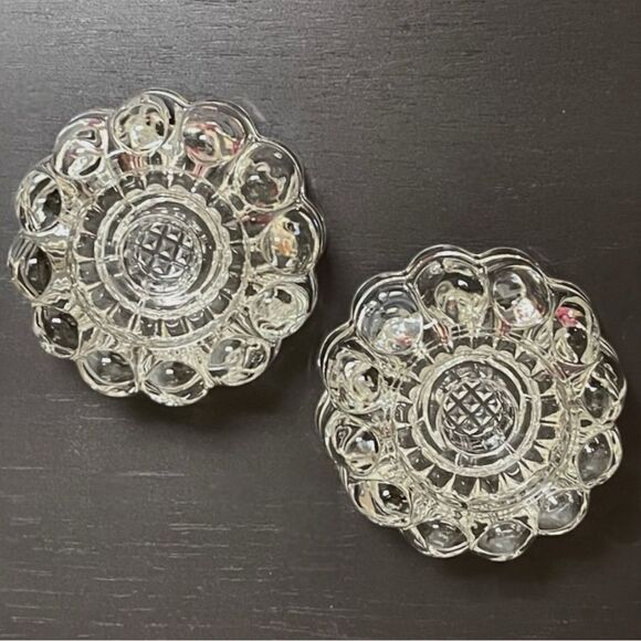 Vintage Princess House Clear Ribbed Round Crystal 3-Way Candle Holder Set - Picture 3 of 16